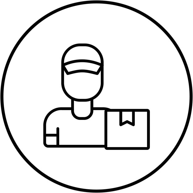 El icono vectorial del hombre de la entrega se puede utilizar para el conjunto de iconos de la entrega de alimentos