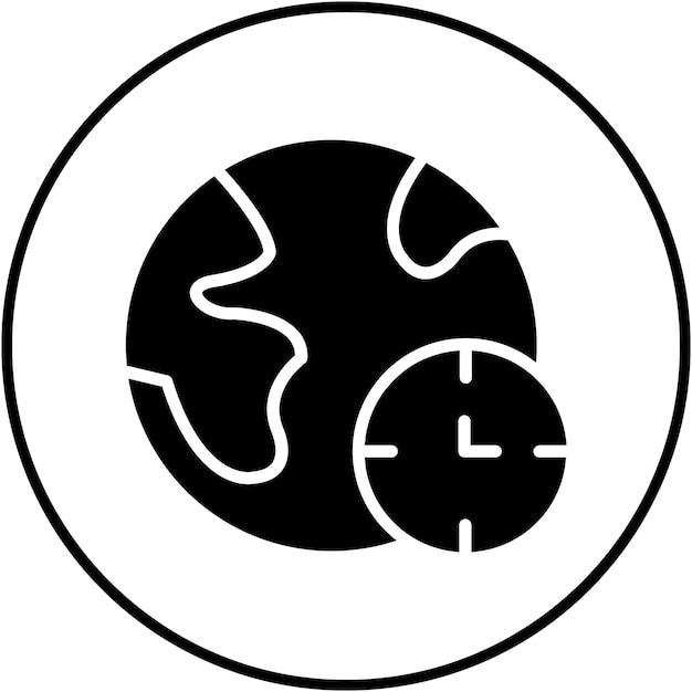 El icono vectorial de la hora terrestre se puede utilizar para el conjunto de iconos de hora y fecha