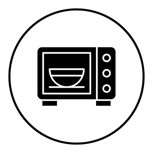 El icono vectorial del horno de microondas se puede utilizar para el conjunto de iconos de panadería