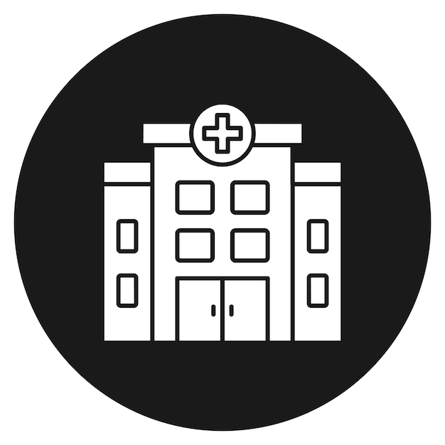 El icono vectorial del hospital se puede utilizar para el conjunto de iconos de la farmacia
