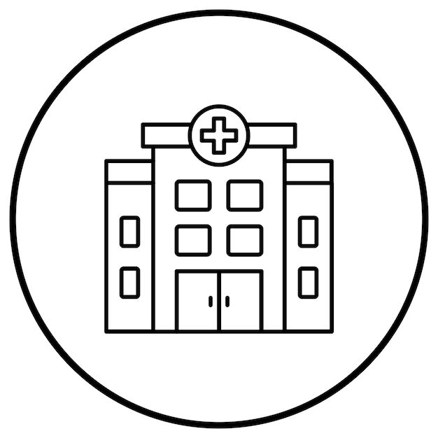El icono vectorial del hospital se puede utilizar para el conjunto de iconos de la farmacia