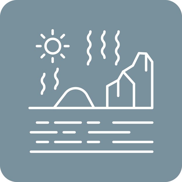 El icono vectorial de Hot Spring Landscape se puede usar para el conjunto de iconos de paisajes