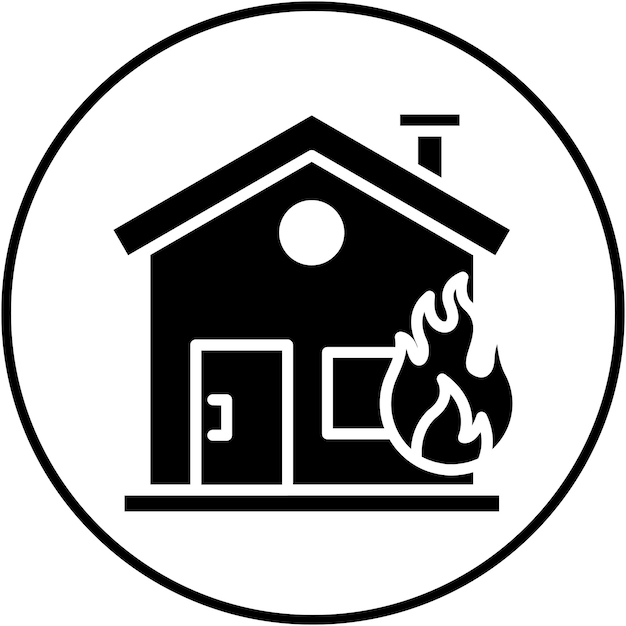 El icono vectorial de House On Fire se puede usar para el conjunto de iconos de Servicios de Emergencia