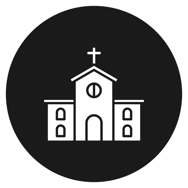 El icono vectorial de la iglesia se puede usar para el conjunto de iconos de la aldea