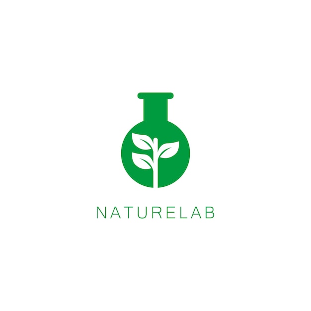 el icono vectorial de la ilustración del logotipo premium de la salud de la hoja de laboratorio natural