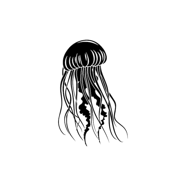 Ícono vectorial de ilustración de medusas blancas y negras