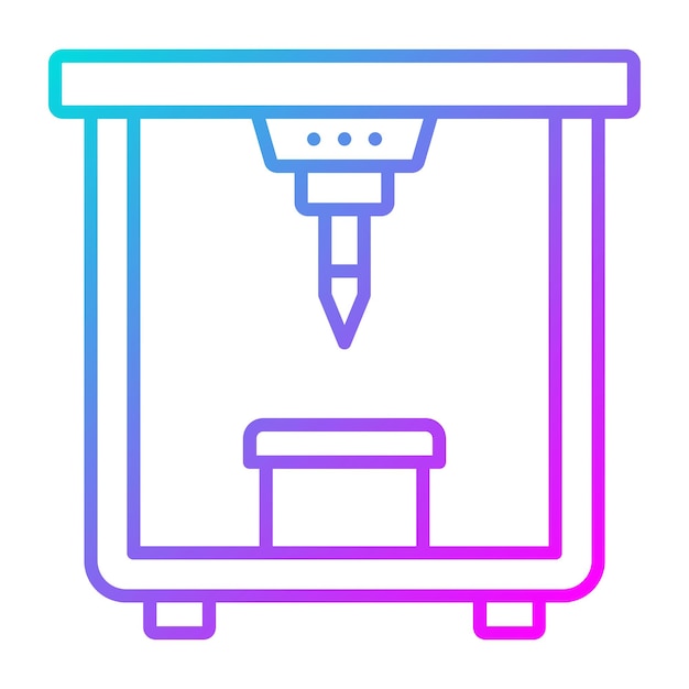 El icono vectorial de la impresora de ingeniería se puede utilizar para el conjunto de iconos de procesos industriales