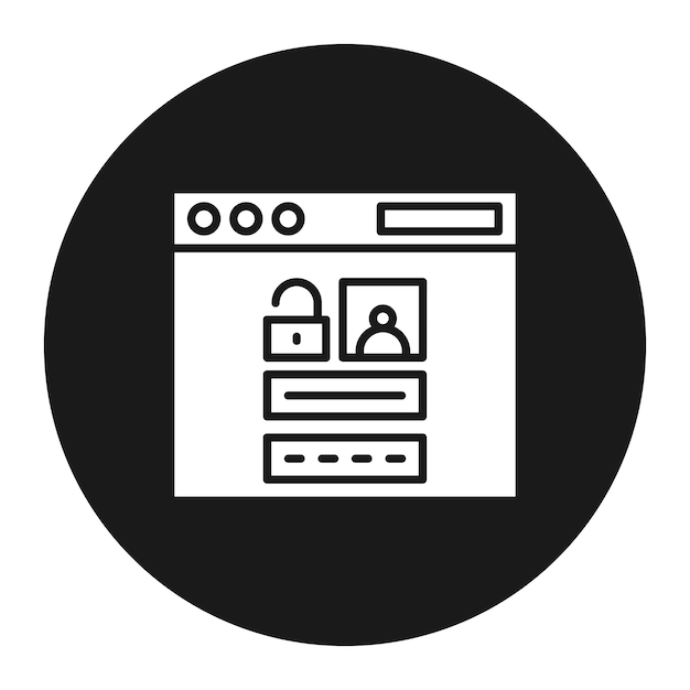 El icono vectorial de inicio de sesión del navegador se puede utilizar para el conjunto de iconos de codificación y desarrollo