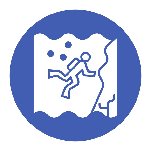 El icono vectorial de inmersión en la pared se puede utilizar para el conjunto de iconos de vacaciones y turismo