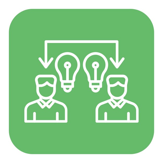 El icono vectorial de intercambio de ideas se puede utilizar para el conjunto de iconos de educación en línea