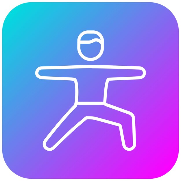El icono vectorial izquierdo de la postura del guerrero se puede usar para el conjunto de iconos de aptitud física
