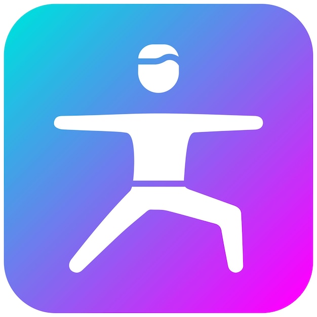 El icono vectorial izquierdo de la postura del guerrero se puede usar para el conjunto de iconos de aptitud física