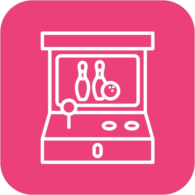 El icono vectorial de los juegos operados por monedas se puede usar para el conjunto de iconos de bolos