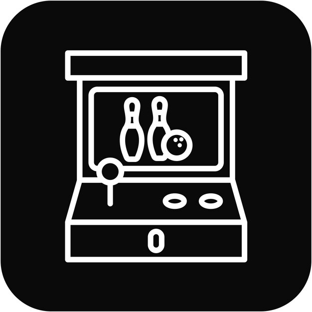 El icono vectorial de los juegos operados por monedas se puede usar para el conjunto de iconos de bolos