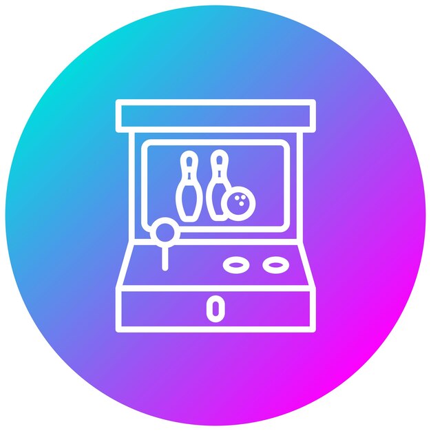 El icono vectorial de los juegos operados por monedas se puede usar para el conjunto de iconos de bolos