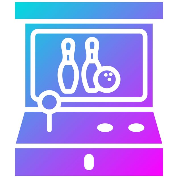 El icono vectorial de los juegos operados por monedas se puede usar para el conjunto de iconos de bolos