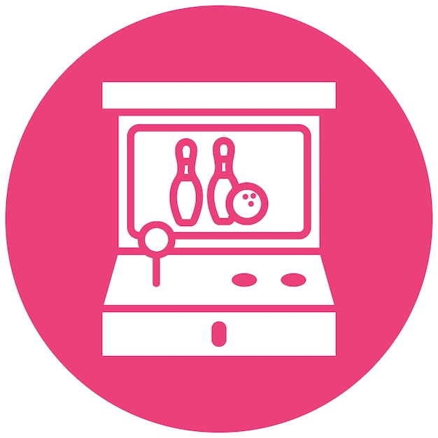 El icono vectorial de los juegos operados por monedas se puede usar para el conjunto de iconos de bolos