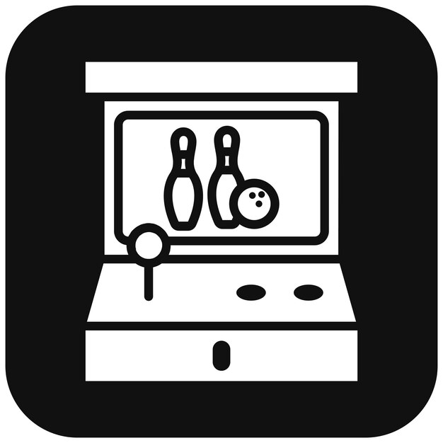 El icono vectorial de los juegos operados por monedas se puede usar para el conjunto de iconos de bolos