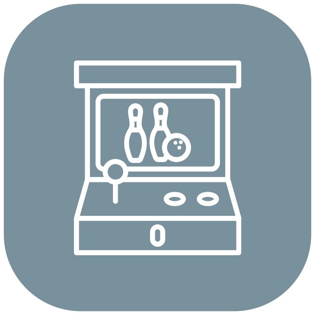 El icono vectorial de los juegos operados por monedas se puede usar para el conjunto de iconos de bolos