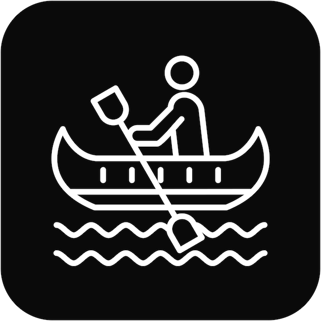 El icono vectorial de kayak puede usarse para el conjunto de iconos de aventura