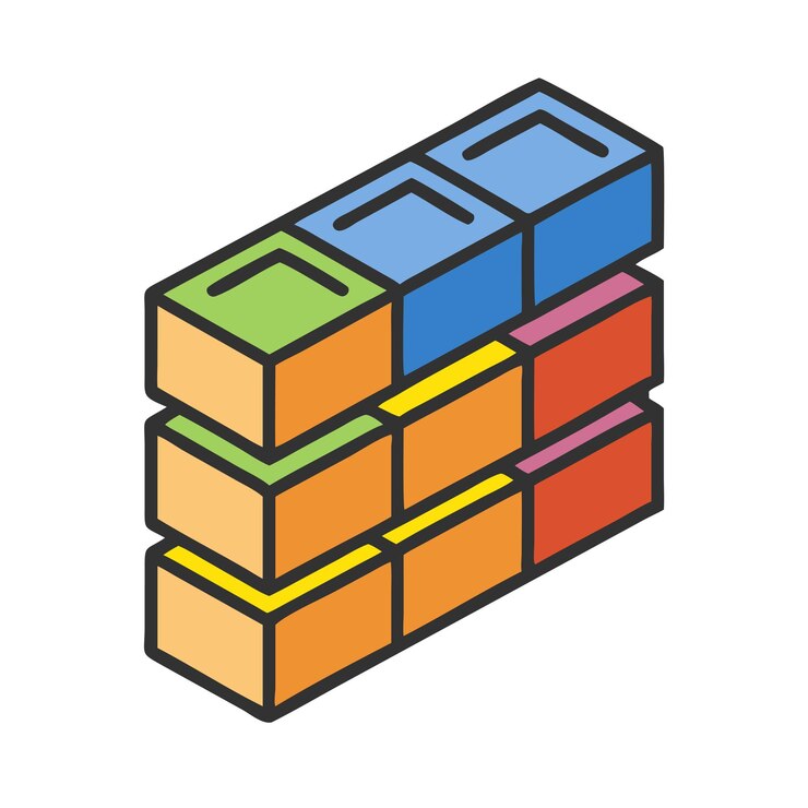 Vector icono vectorial de ladrillos diseño minimalista con líneas coloridas perfecto para la ilustración moderna