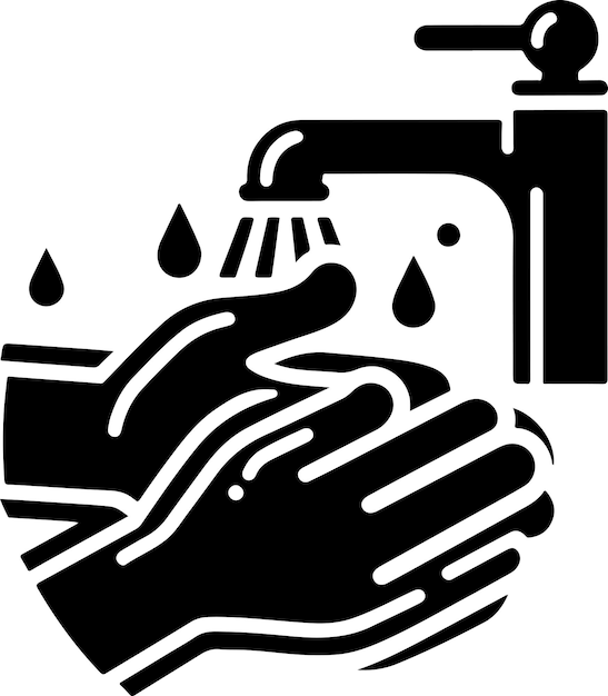 El icono vectorial de lavado de manos es un símbolo de clipart, una ilustración plana y una silueta de color negro.
