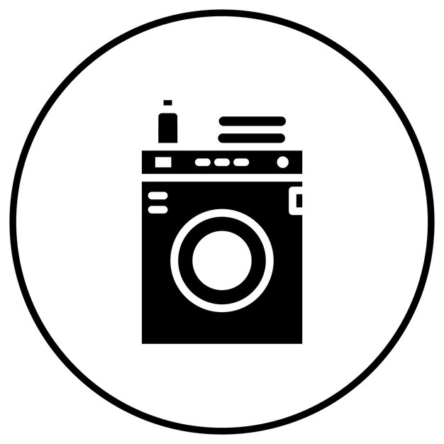 El icono vectorial de la lavadora se puede usar para el conjunto de iconos de limpieza de la casa