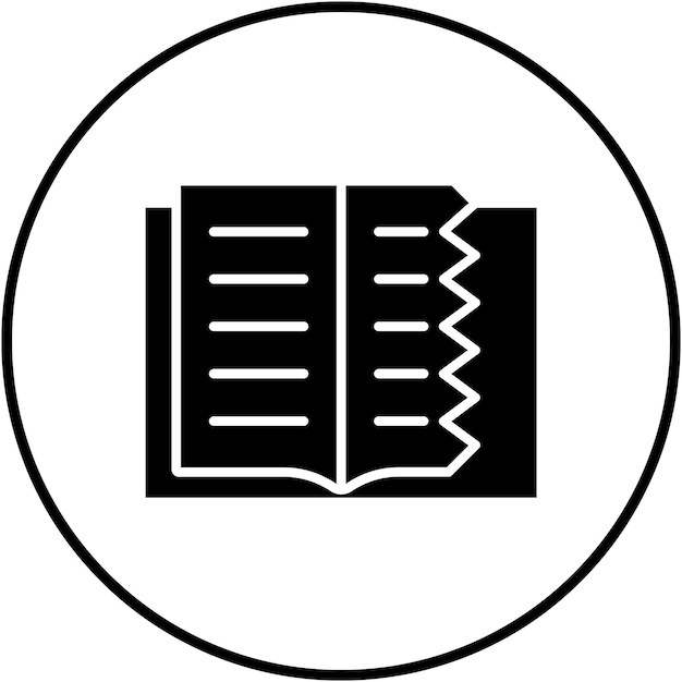 El icono vectorial del libro desgarrado se puede usar para el conjunto de iconos de la biblioteca
