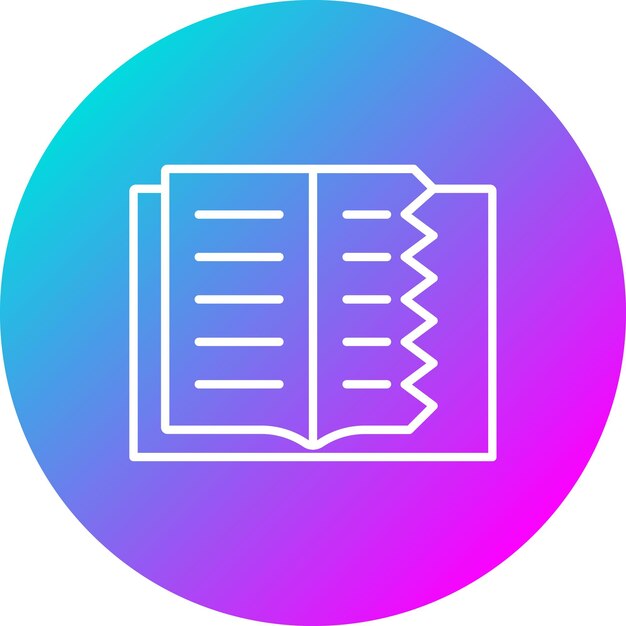 El icono vectorial del libro desgarrado se puede usar para el conjunto de iconos de la biblioteca