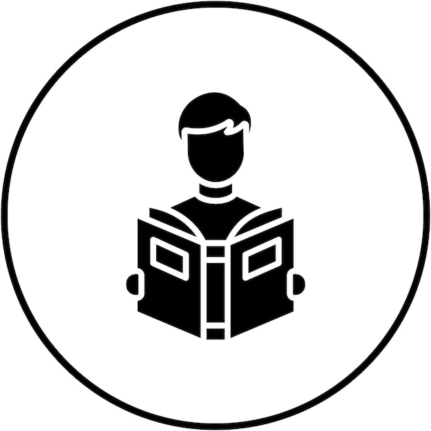 El icono vectorial del libro de lectura del estudiante se puede utilizar para el conjunto de iconos de aprendizaje
