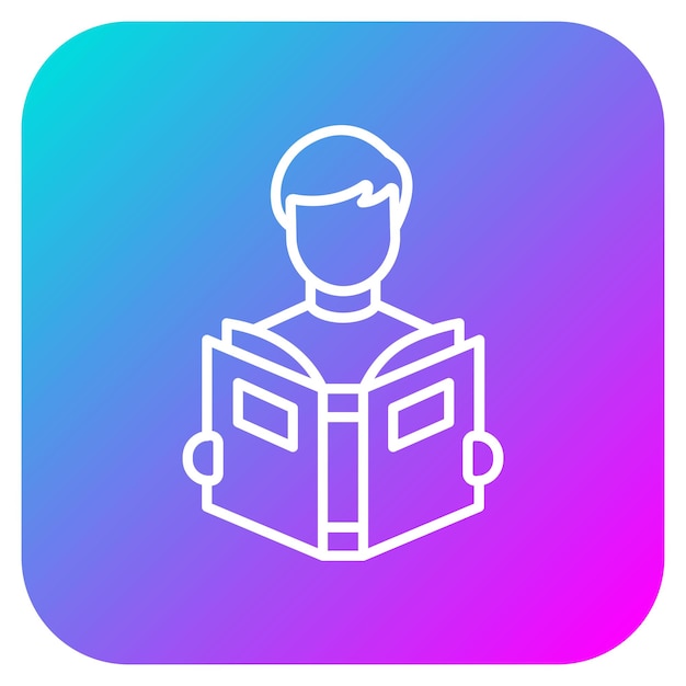 El icono vectorial del libro de lectura del estudiante se puede utilizar para el conjunto de iconos de aprendizaje