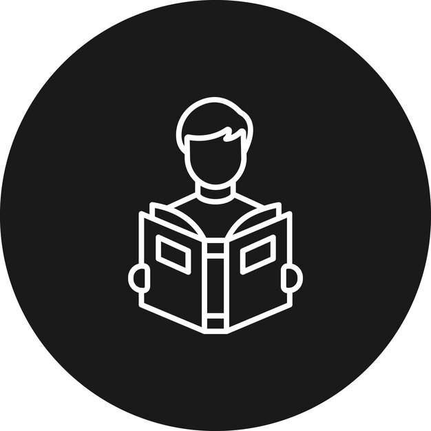 Vector el icono vectorial del libro de lectura del estudiante se puede utilizar para el conjunto de iconos de aprendizaje