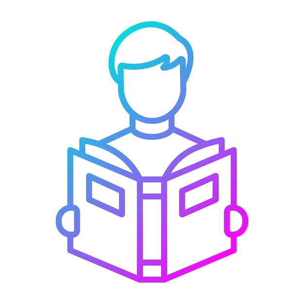 El icono vectorial del libro de lectura del estudiante se puede utilizar para el conjunto de iconos de aprendizaje