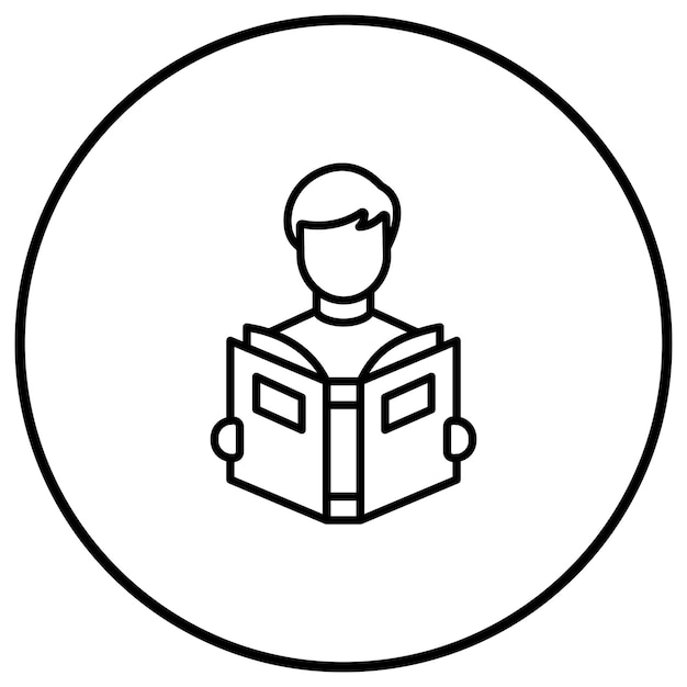 El icono vectorial del libro de lectura del estudiante se puede utilizar para el conjunto de iconos de aprendizaje