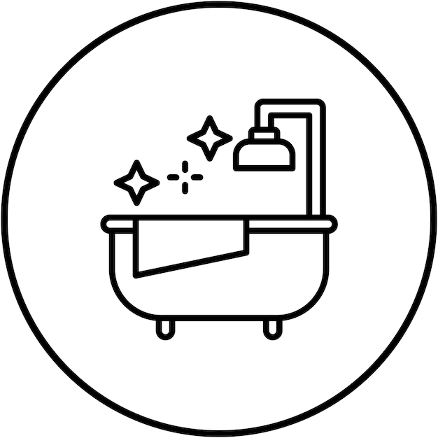 El icono vectorial de limpieza de la bañera se puede utilizar para la limpieza y el conjunto de iconos de limpia y limpieza