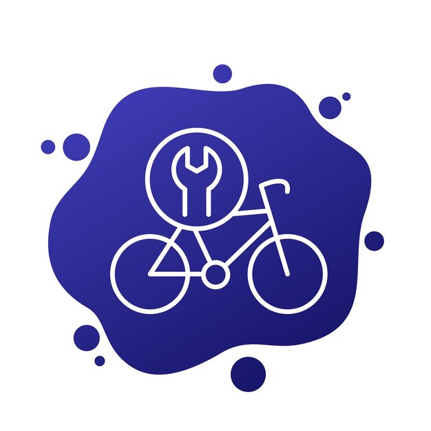 icono vectorial de la línea de servicio de reparación de bicicletas