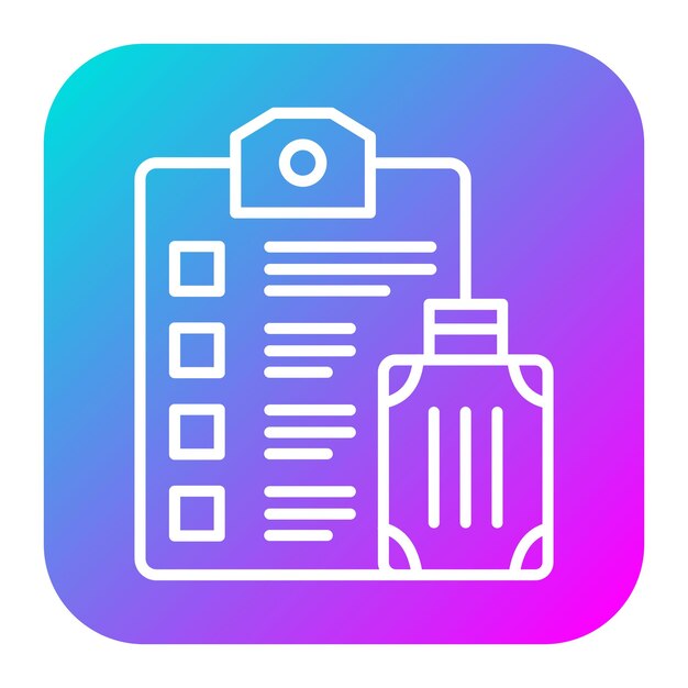 El icono vectorial de la lista de comprobación se puede utilizar para el conjunto de iconos de vacaciones y turismo