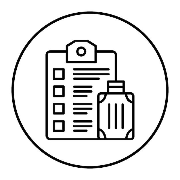 El icono vectorial de la lista de comprobación se puede utilizar para el conjunto de iconos de vacaciones y turismo