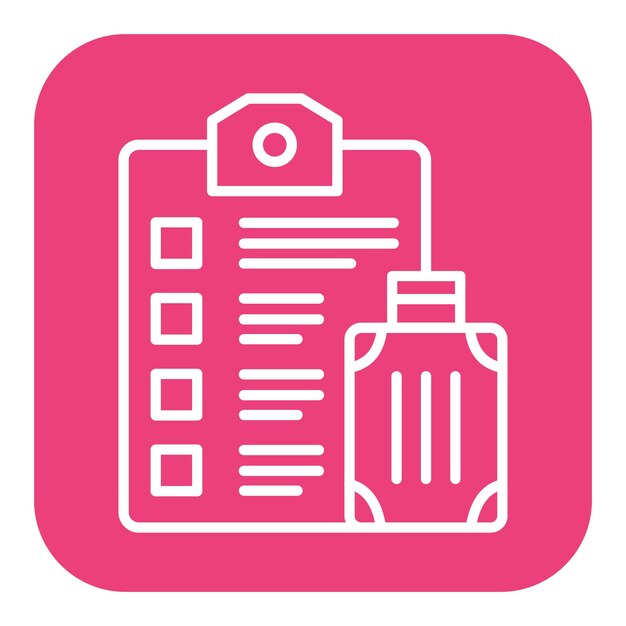 El icono vectorial de la lista de comprobación se puede utilizar para el conjunto de iconos de vacaciones y turismo