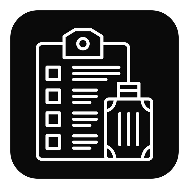 El icono vectorial de la lista de comprobación se puede utilizar para el conjunto de iconos de vacaciones y turismo