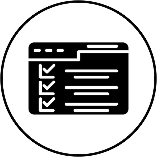 El icono vectorial de la lista de comprobación del sitio web se puede utilizar para el conjunto de iconos de marketing