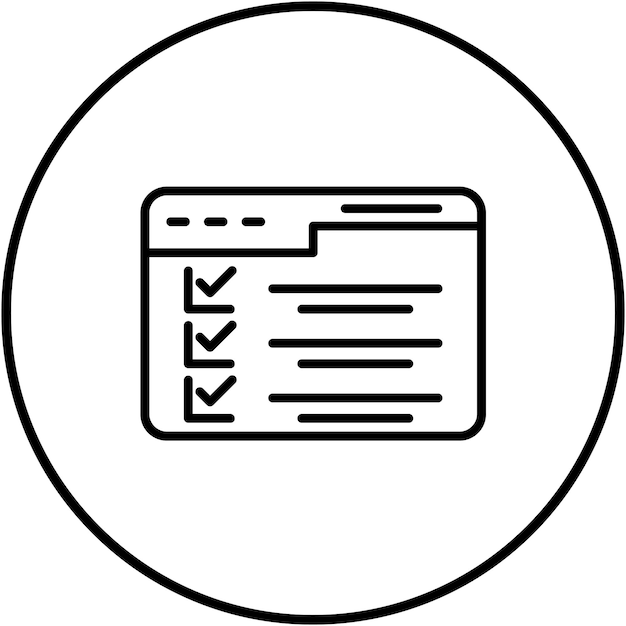 El icono vectorial de la lista de comprobación del sitio web se puede utilizar para el conjunto de iconos de marketing