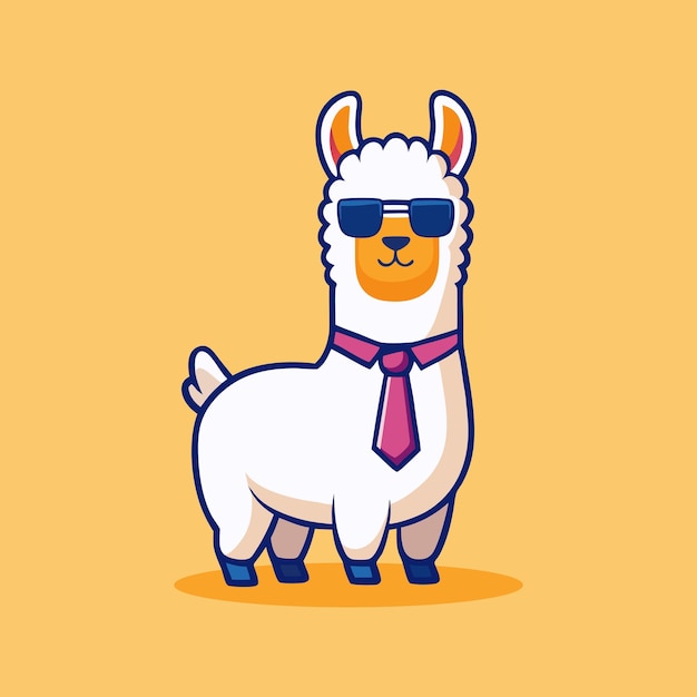 El icono vectorial de Llama de negocios encantador Ilustración de estilo de dibujos animados plano aislado