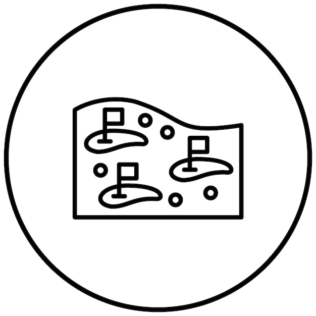 El icono vectorial del localizador del campo de golf se puede usar para el conjunto de iconos de golf