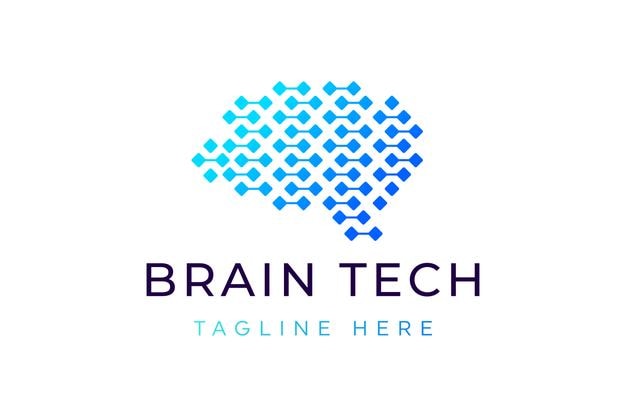 El icono vectorial del logotipo de la conexión de la tecnología cerebral
