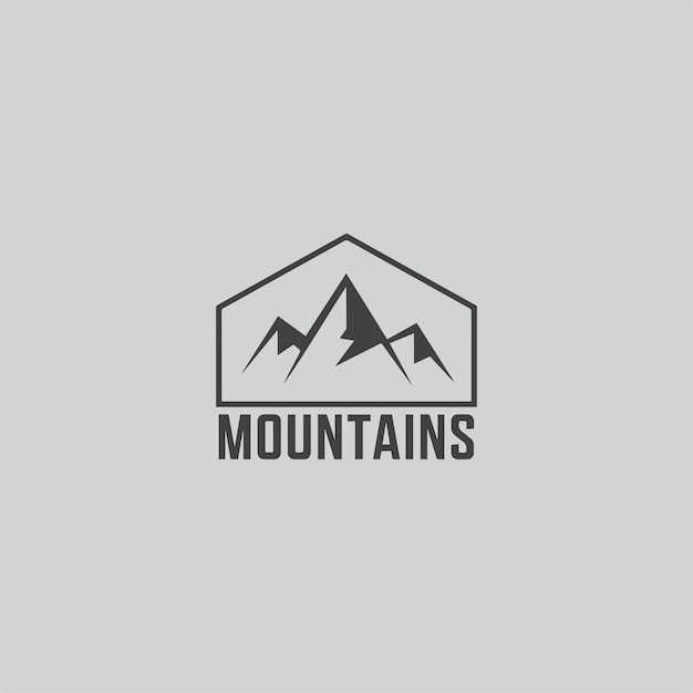 Icono vectorial del logotipo de la montaña con ilustración