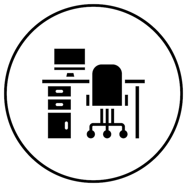 El icono vectorial del lugar de trabajo se puede utilizar para el conjunto de iconos interiores