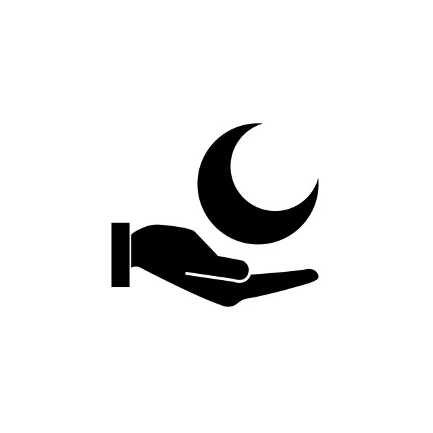 Icono vectorial de la luna y las estrellas en el fondo Icono de la luna plana Símbolo de la noche Ilustración vectorial EPS10