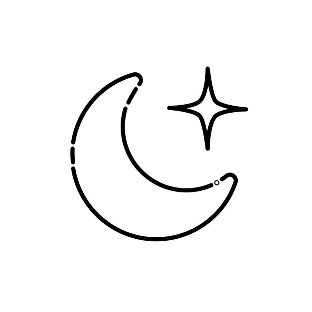 Icono vectorial de la luna y las estrellas en el fondo Icono de la luna plana Símbolo de la noche Ilustración vectorial EPS10