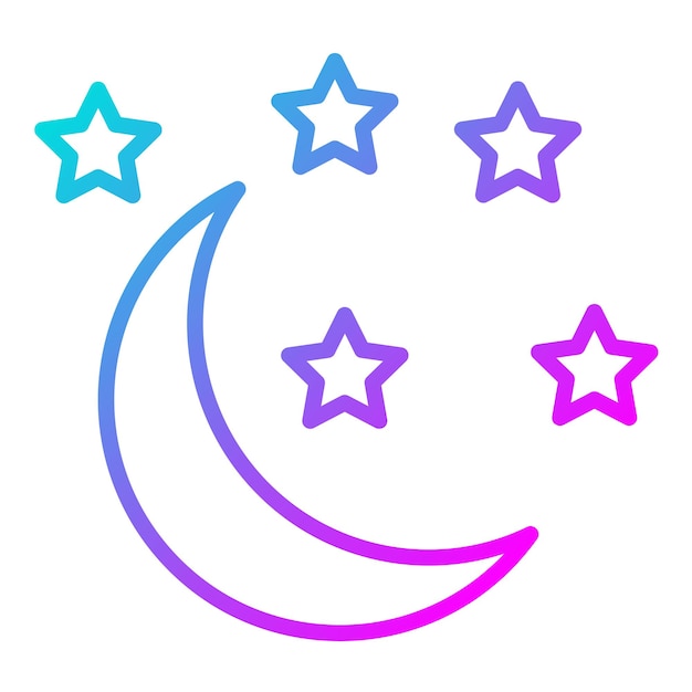 El icono vectorial de la Luna y las Estrellas se puede usar para el conjunto de iconos de la ducha de bebé